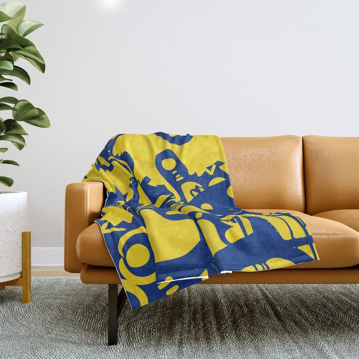 Blue Sweet Monsters in the Sun Street Art Graffiti Design Throw Blanket Gallery Image 1