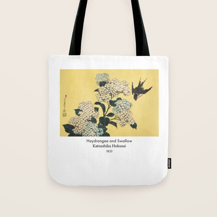 Hydrangea and Swallow by Katsushia Hokusai Tote Bag Gallery Image 1