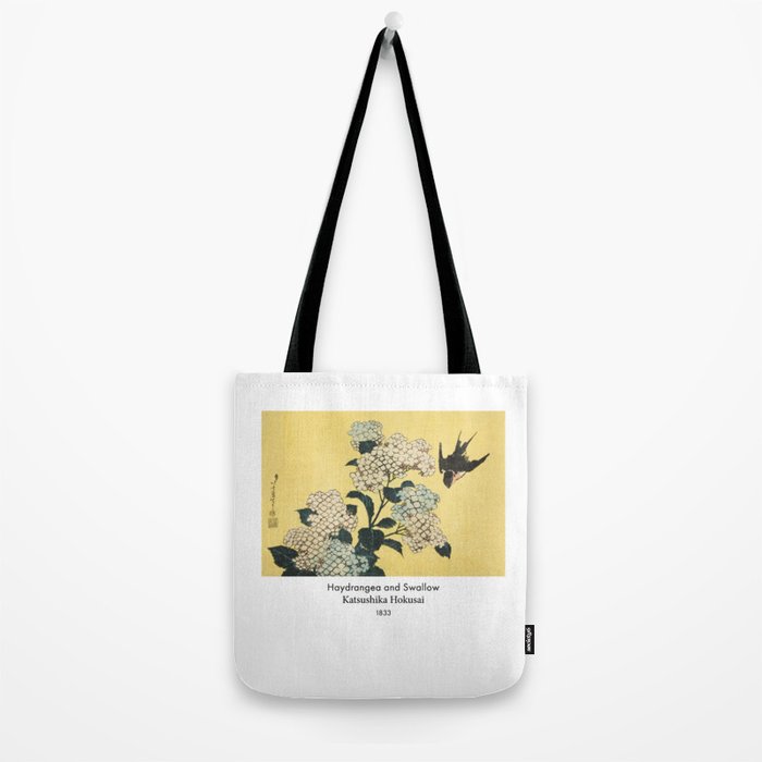 Hydrangea and Swallow by Katsushia Hokusai Tote Bag Gallery Image 2
