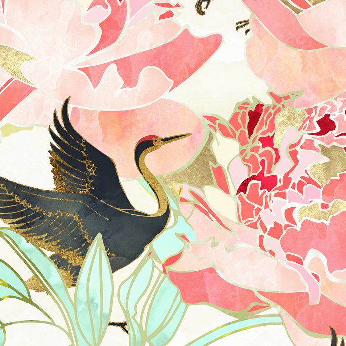 Floral Cranes Coffee Mug Gallery Image 2