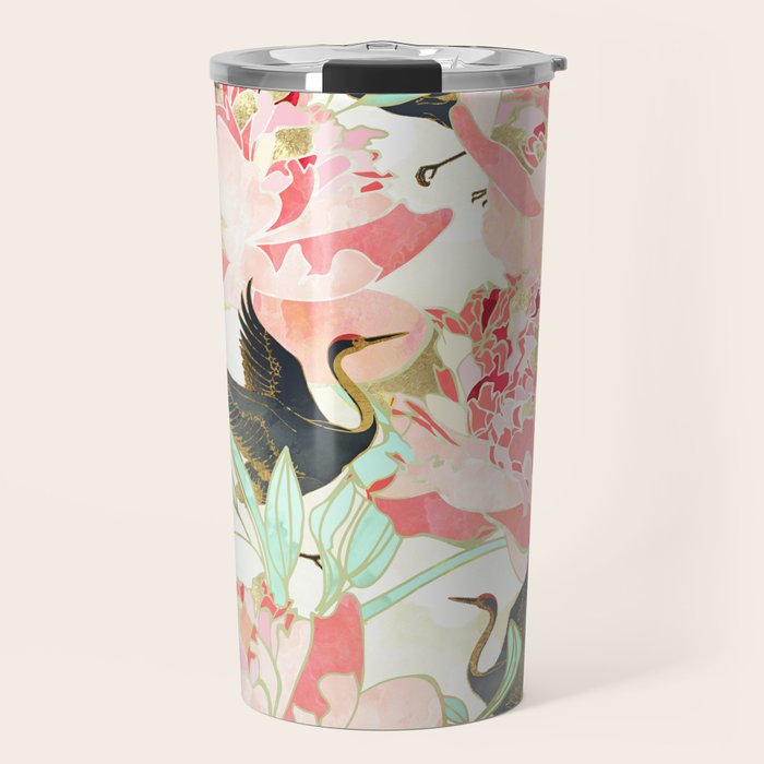 Floral Cranes Travel Mug Gallery Image 1
