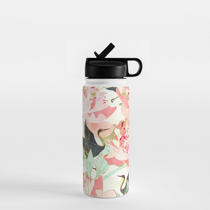 Floral Cranes Water Bottle Gallery Image 1