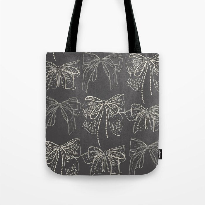 Romantic Bows Gray Pattern Tote Bag Gallery Image 1