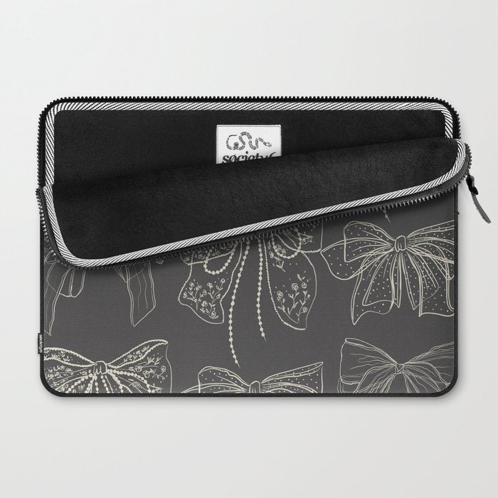 Romantic Bows Gray Pattern Laptop Sleeve Gallery Image 2