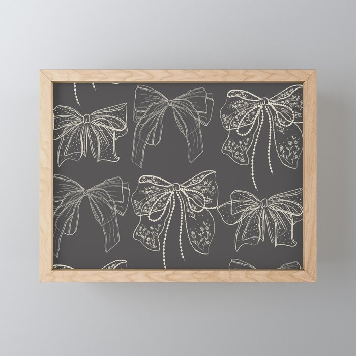 Romantic Bows Gray Pattern Mini Art Print Gallery Image 1