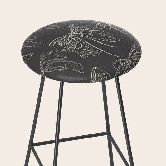 Romantic Bows Gray Pattern Stool Gallery Image 2