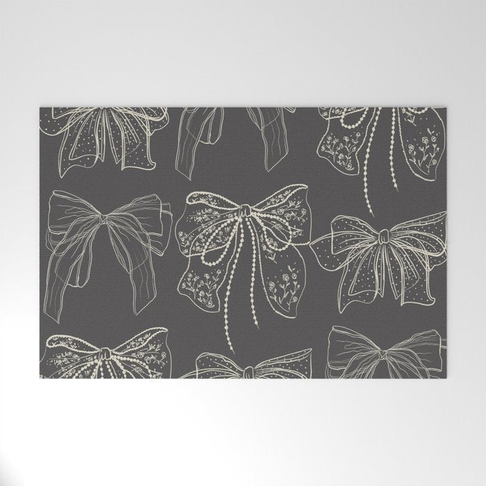 Romantic Bows Gray Pattern Welcome Mat Gallery Image 1