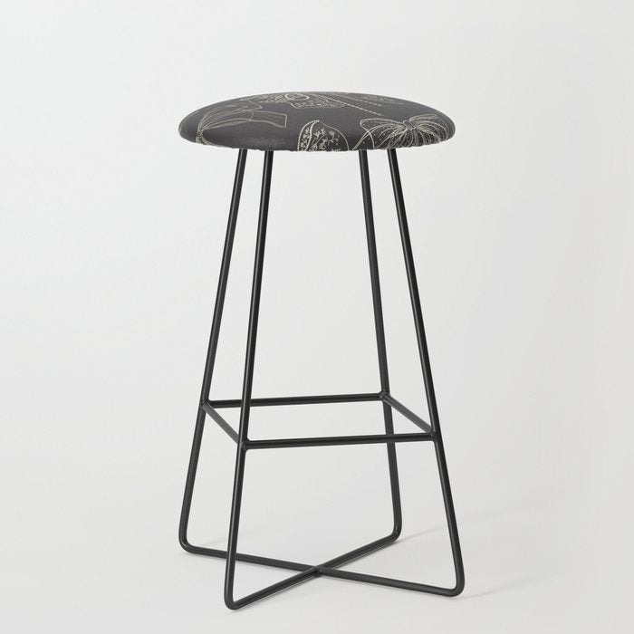 Romantic Bows Gray Pattern Stool Gallery Image 1