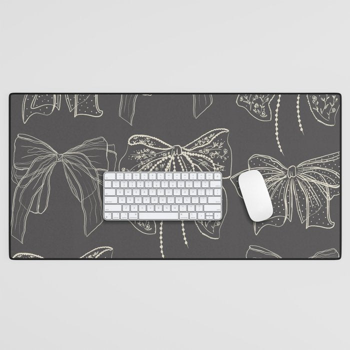 Romantic Bows Gray Pattern Desk Mat Gallery Image 1