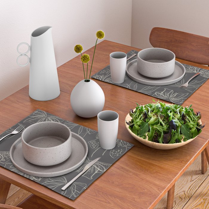 Romantic Bows Gray Pattern Placemat Gallery Image 2