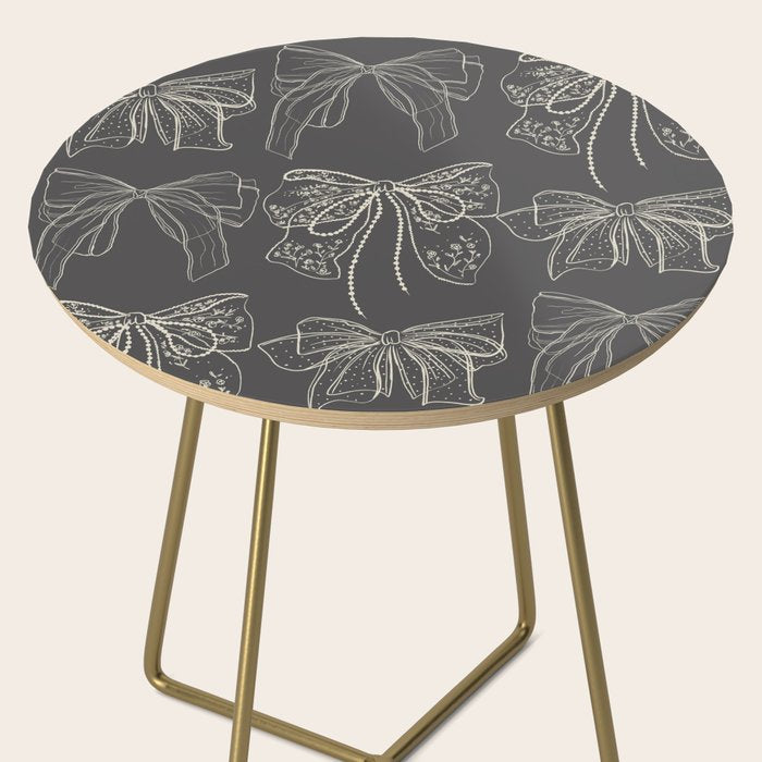 Romantic Bows Gray Pattern Side Table Gallery Image 2