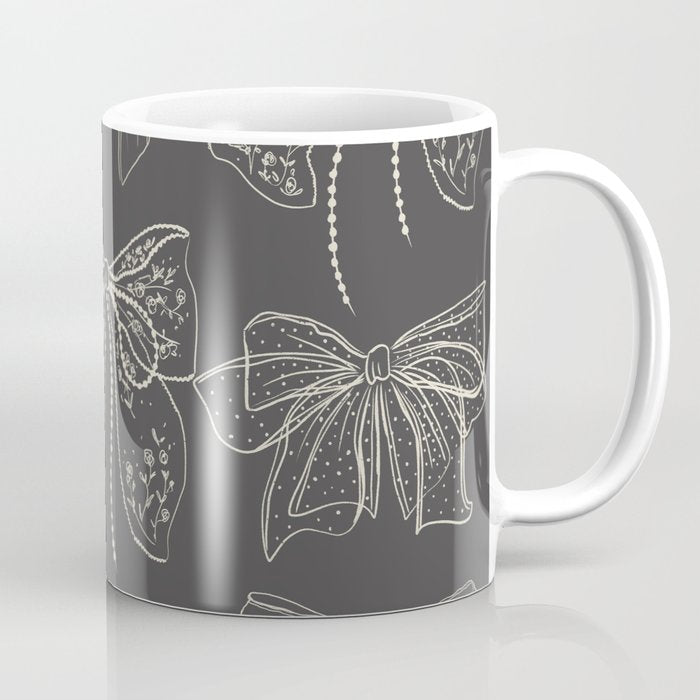 Romantic Bows Gray Pattern Coffee Mug Gallery Image 1
