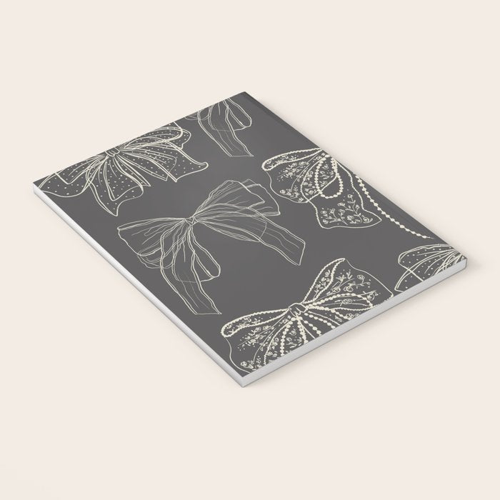 Romantic Bows Gray Pattern Notebook Gallery Image 3