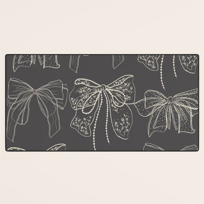 Romantic Bows Gray Pattern Desk Mat Gallery Image 3