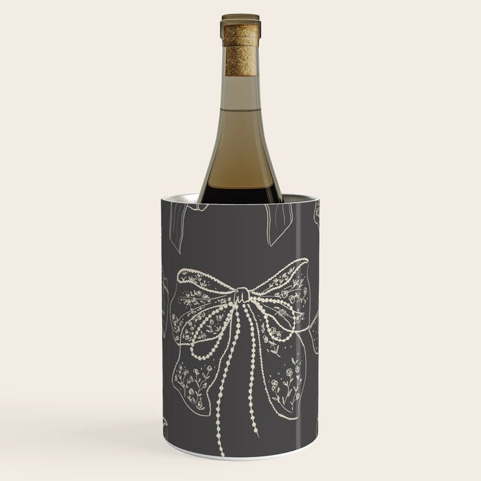 Romantic Bows Gray Pattern Wine Chiller Gallery Image 1