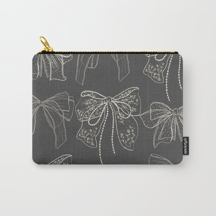 Romantic Bows Gray Pattern Carry All Pouch Gallery Image 1
