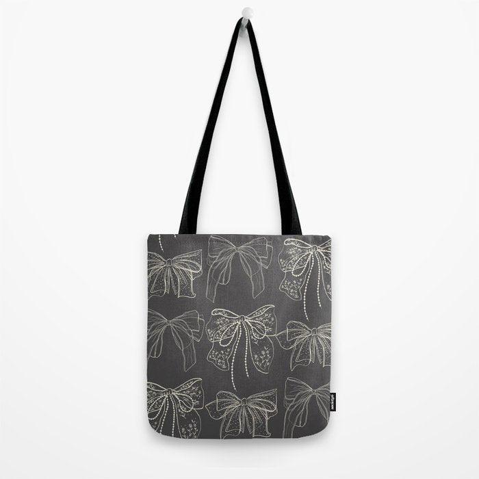 Romantic Bows Gray Pattern Tote Bag Gallery Image 2