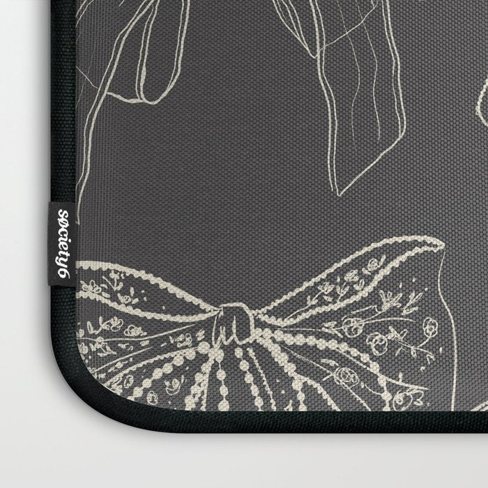 Romantic Bows Gray Pattern Laptop Sleeve Gallery Image 3