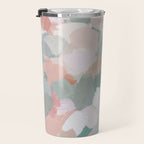 Paris Peonies - Coral Peach Pink Sage Green Mint Spring Flowers Abstract Nature Painting Art Travel Mug Gallery Image 3