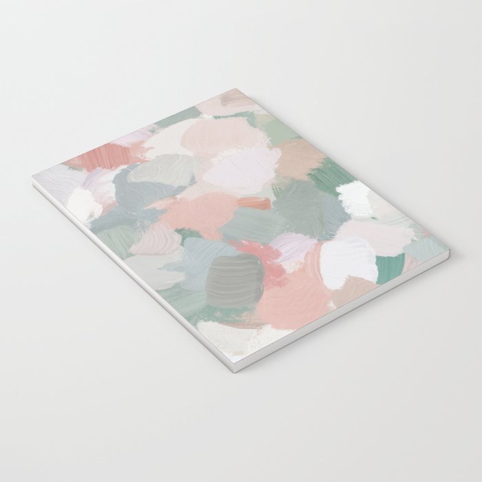 Paris Peonies - Coral Peach Pink Sage Green Mint Spring Flowers Abstract Nature Painting Art Notebook Gallery Image 3