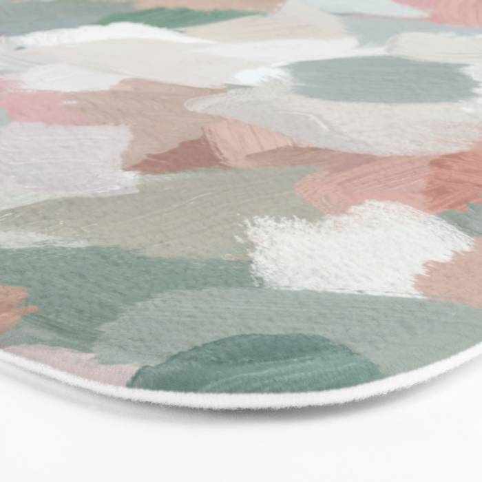 Paris Peonies - Coral Peach Pink Sage Green Mint Spring Flowers Abstract Nature Painting Art Bath Mat Gallery Image 3