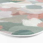 Paris Peonies - Coral Peach Pink Sage Green Mint Spring Flowers Abstract Nature Painting Art Bath Mat Gallery Image 3