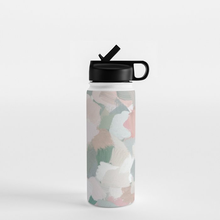 Paris Peonies - Coral Peach Pink Sage Green Mint Spring Flowers Abstract Nature Painting Art Water Bottle Gallery Image 1