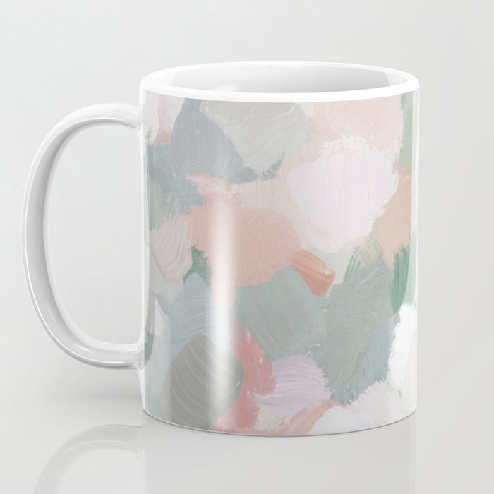 Paris Peonies - Coral Peach Pink Sage Green Mint Spring Flowers Abstract Nature Painting Art Coffee Mug Gallery Image 3
