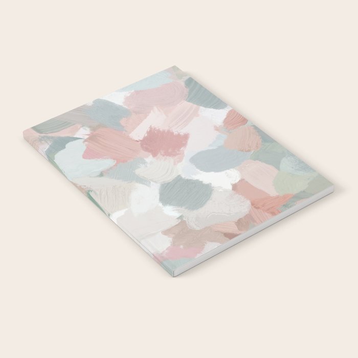 Paris Peonies - Coral Peach Pink Sage Green Mint Spring Flowers Abstract Nature Painting Art Notebook Gallery Image 2