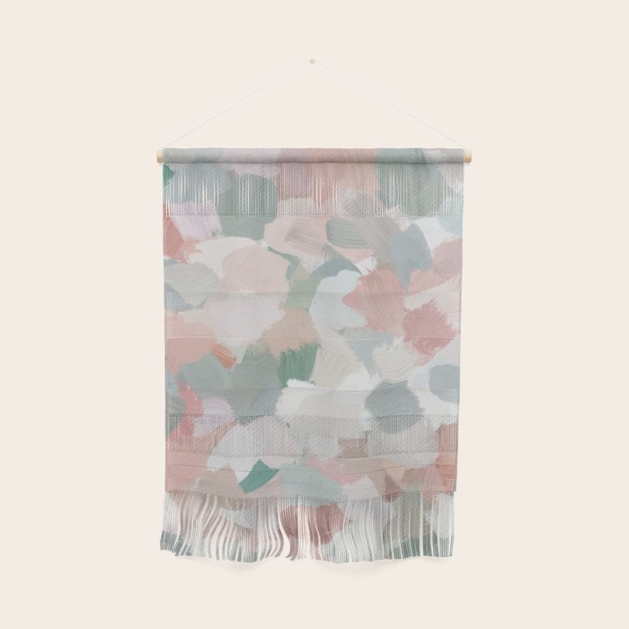 Paris Peonies - Coral Peach Pink Sage Green Mint Spring Flowers Abstract Nature Painting Art Wall Hanging Gallery Image 1