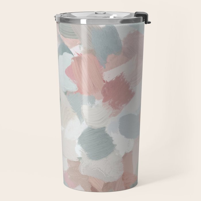 Paris Peonies - Coral Peach Pink Sage Green Mint Spring Flowers Abstract Nature Painting Art Travel Mug Gallery Image 2