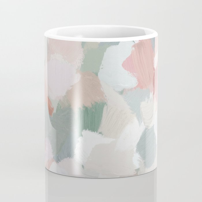 Paris Peonies - Coral Peach Pink Sage Green Mint Spring Flowers Abstract Nature Painting Art Coffee Mug Gallery Image 4