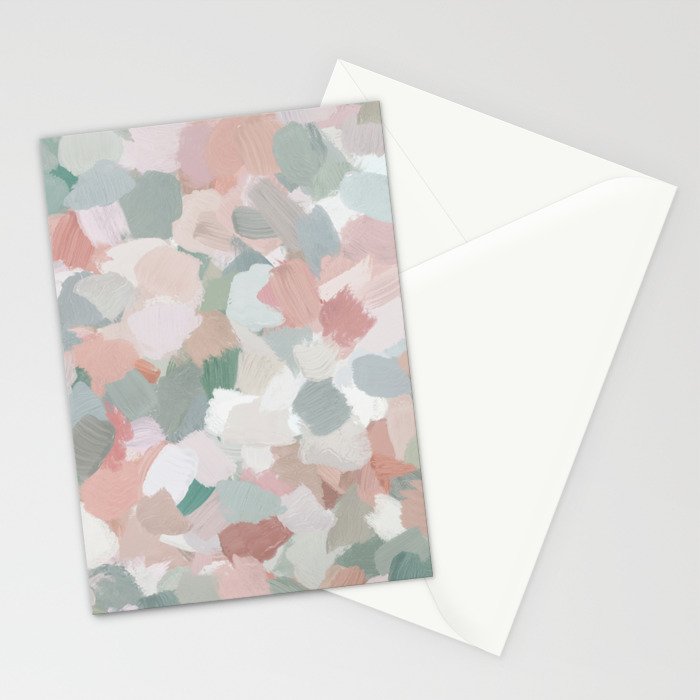Paris Peonies - Coral Peach Pink Sage Green Mint Spring Flowers Abstract Nature Painting Art Stationery Card Gallery Image 2