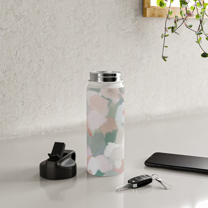 Paris Peonies - Coral Peach Pink Sage Green Mint Spring Flowers Abstract Nature Painting Art Water Bottle Gallery Image 4