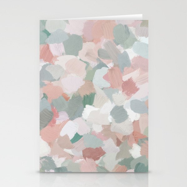 Paris Peonies - Coral Peach Pink Sage Green Mint Spring Flowers Abstract Nature Painting Art Stationery Card Gallery Image 2
