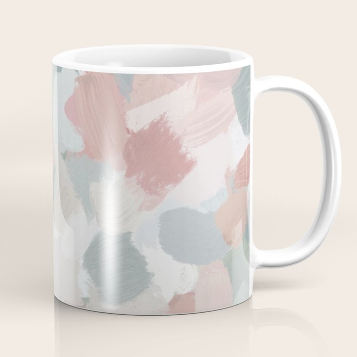 Paris Peonies - Coral Peach Pink Sage Green Mint Spring Flowers Abstract Nature Painting Art Coffee Mug Gallery Image 1