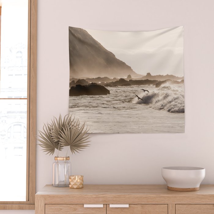 Pacific Coast Summer Beach Sunset Wall Tapestry Gallery Image 2