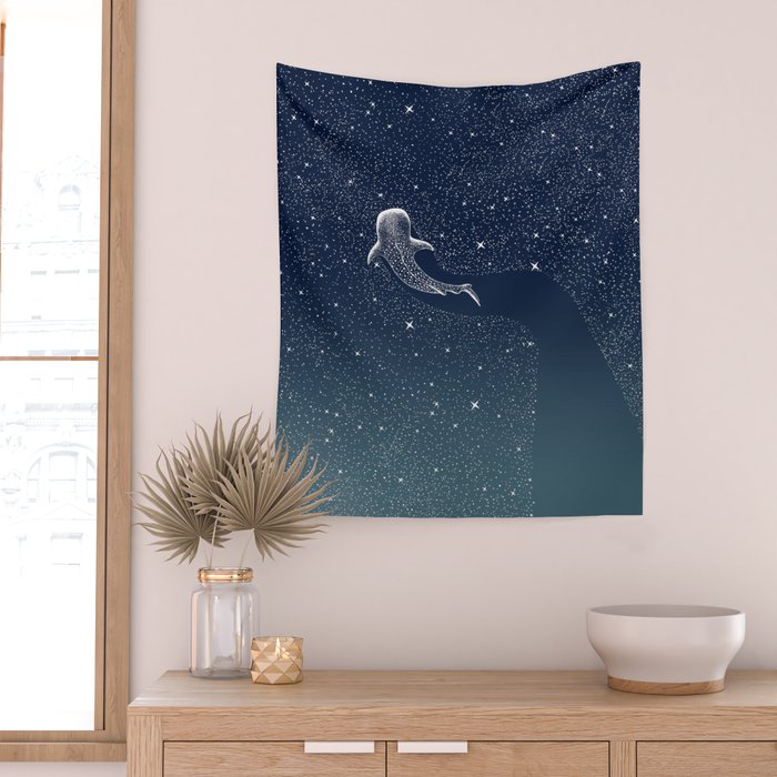 Star Eater COLOR GRAD -  turquoise Wall Tapestry Gallery Image 2