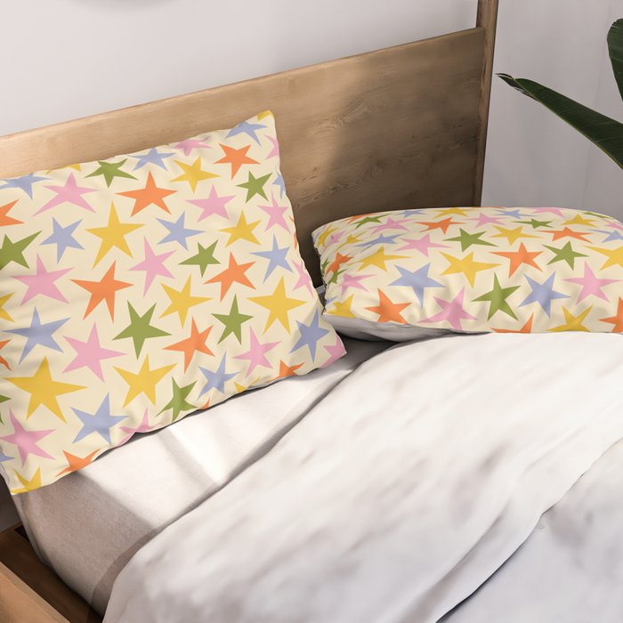Colorful retro star shape art pattern Pillow Sham Gallery Image 2