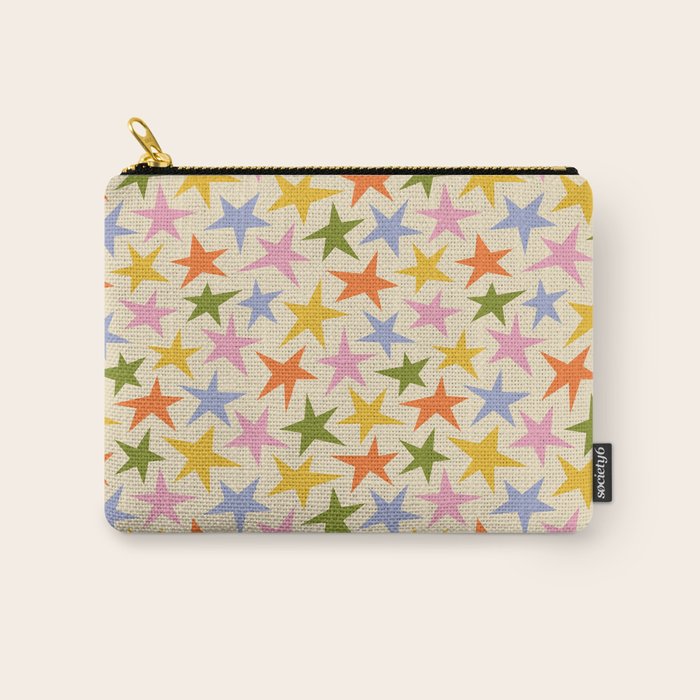 Colorful retro star shape art pattern Carry All Pouch Gallery Image 1