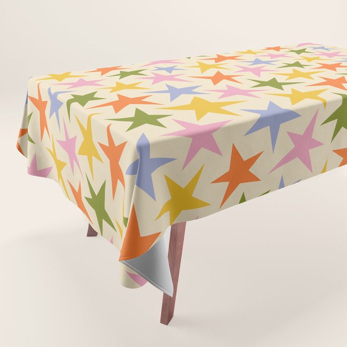 Colorful retro star shape art pattern Tablecloth Gallery Image 1