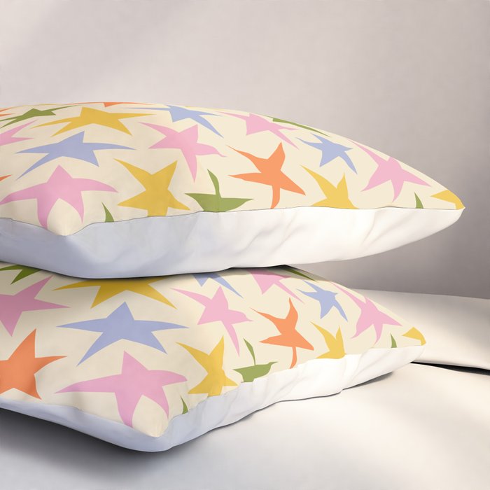 Colorful retro star shape art pattern Pillow Sham Gallery Image 3