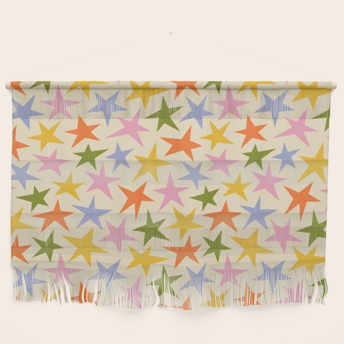 Colorful retro star shape art pattern Wall Hanging Gallery Image 1