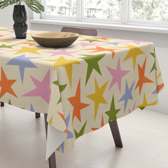 Colorful retro star shape art pattern Tablecloth Gallery Image 3