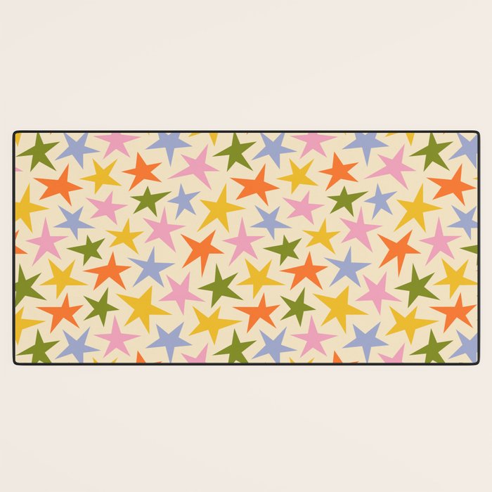 Colorful retro star shape art pattern Desk Mat Gallery Image 3