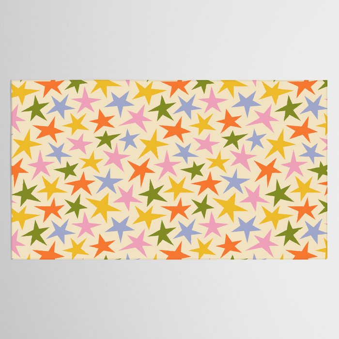 Colorful retro star shape art pattern Tablecloth Gallery Image 2