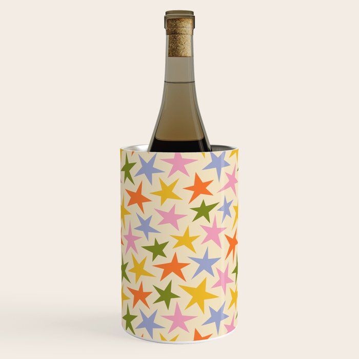 Colorful retro star shape art pattern Wine Chiller Gallery Image 2