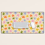 Colorful retro star shape art pattern Desk Mat Gallery Image 1