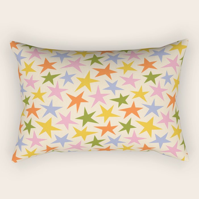 Colorful retro star shape art pattern Rectangular Pillow Gallery Image 2