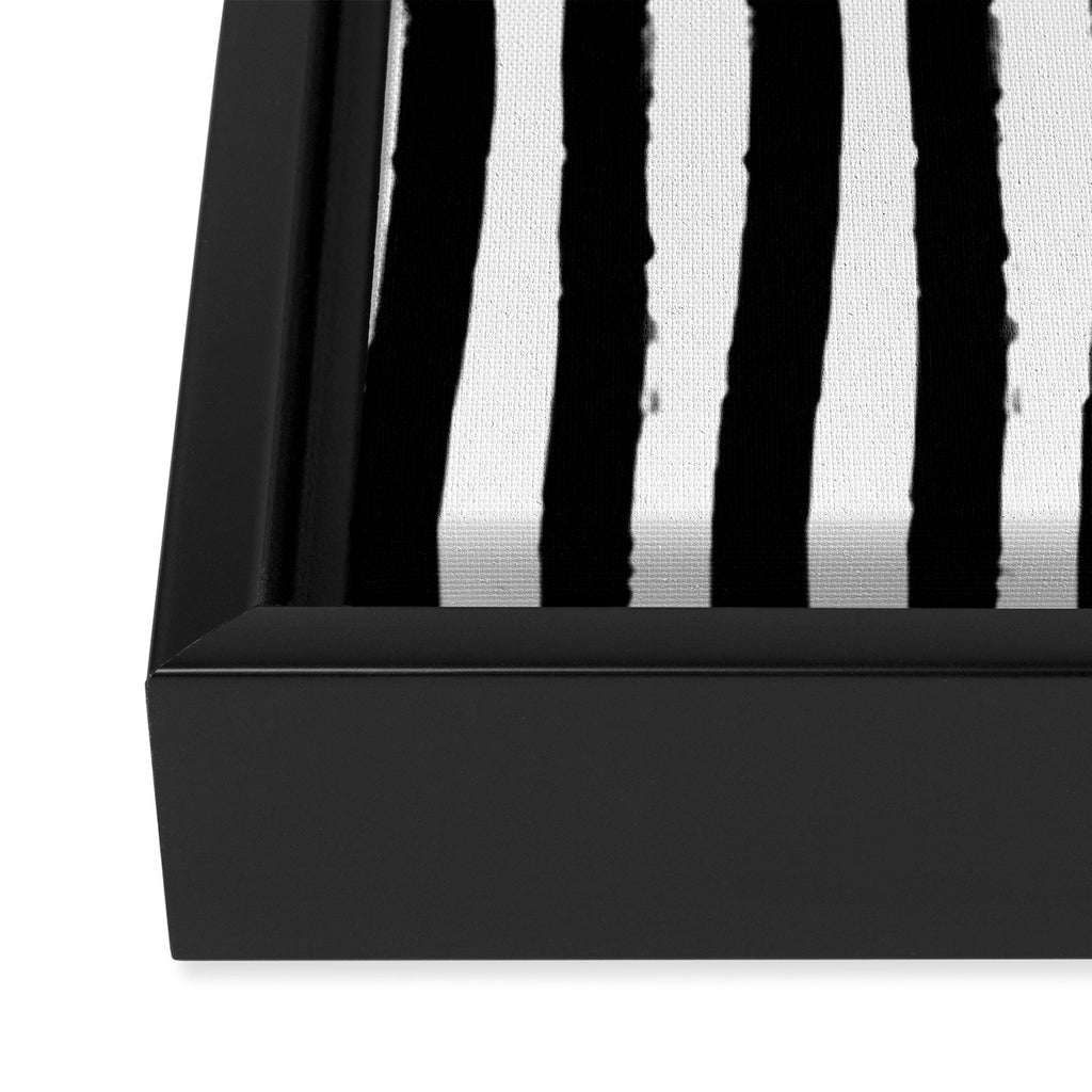 Black and White Cabana Stripes Palm Beach Preppy Framed Canvas Print Gallery Image 3